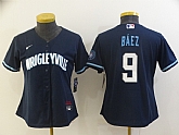 Women Cubs 9 Javier Baez Navy 2021 City Connect Cool Base Jersey,baseball caps,new era cap wholesale,wholesale hats
